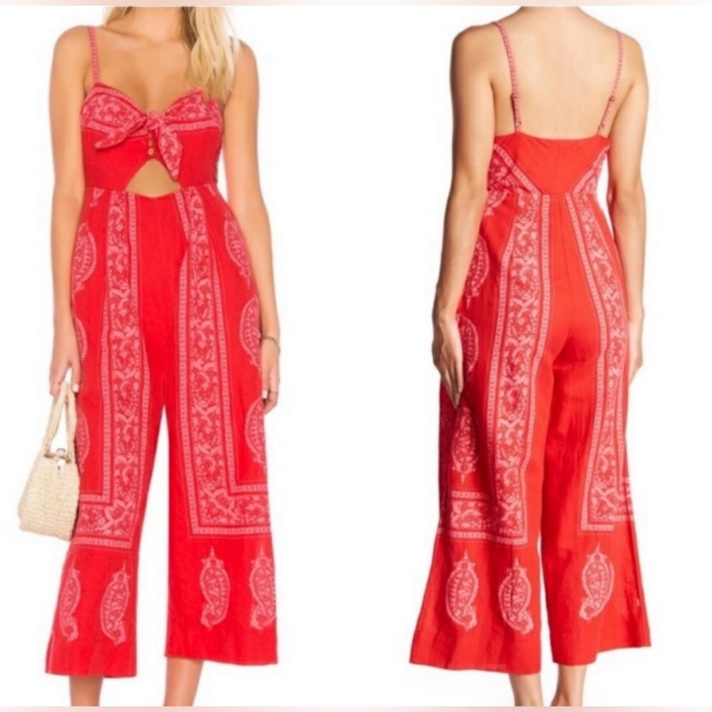Free People Feel The Sun Bandana Paisley Print Jumpsuit - NWT!